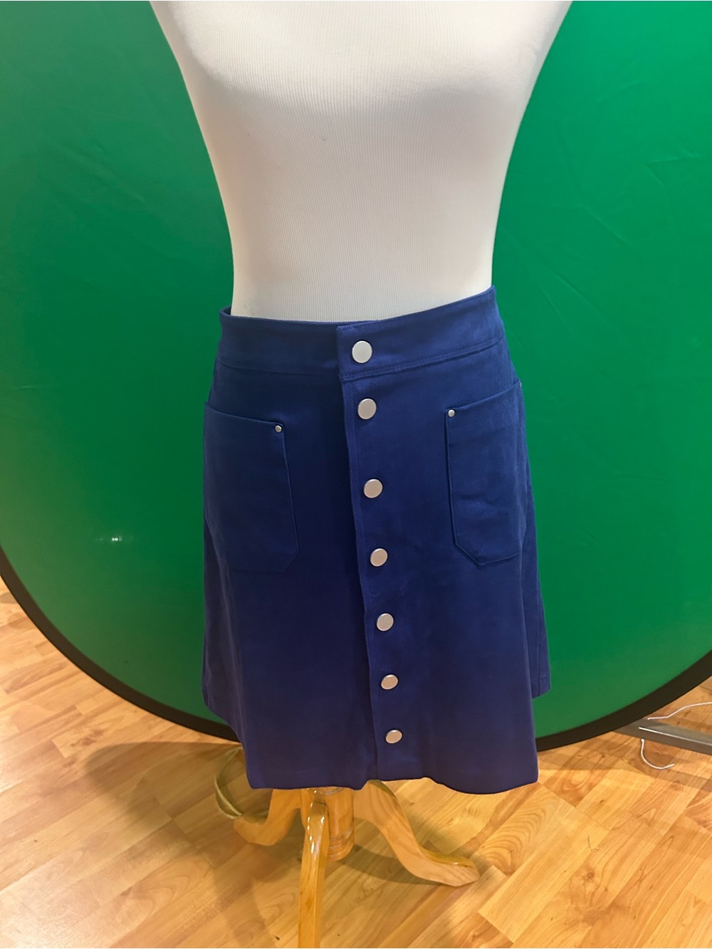 INC International Concepts Royal Blue Button-Front Mini Skirt